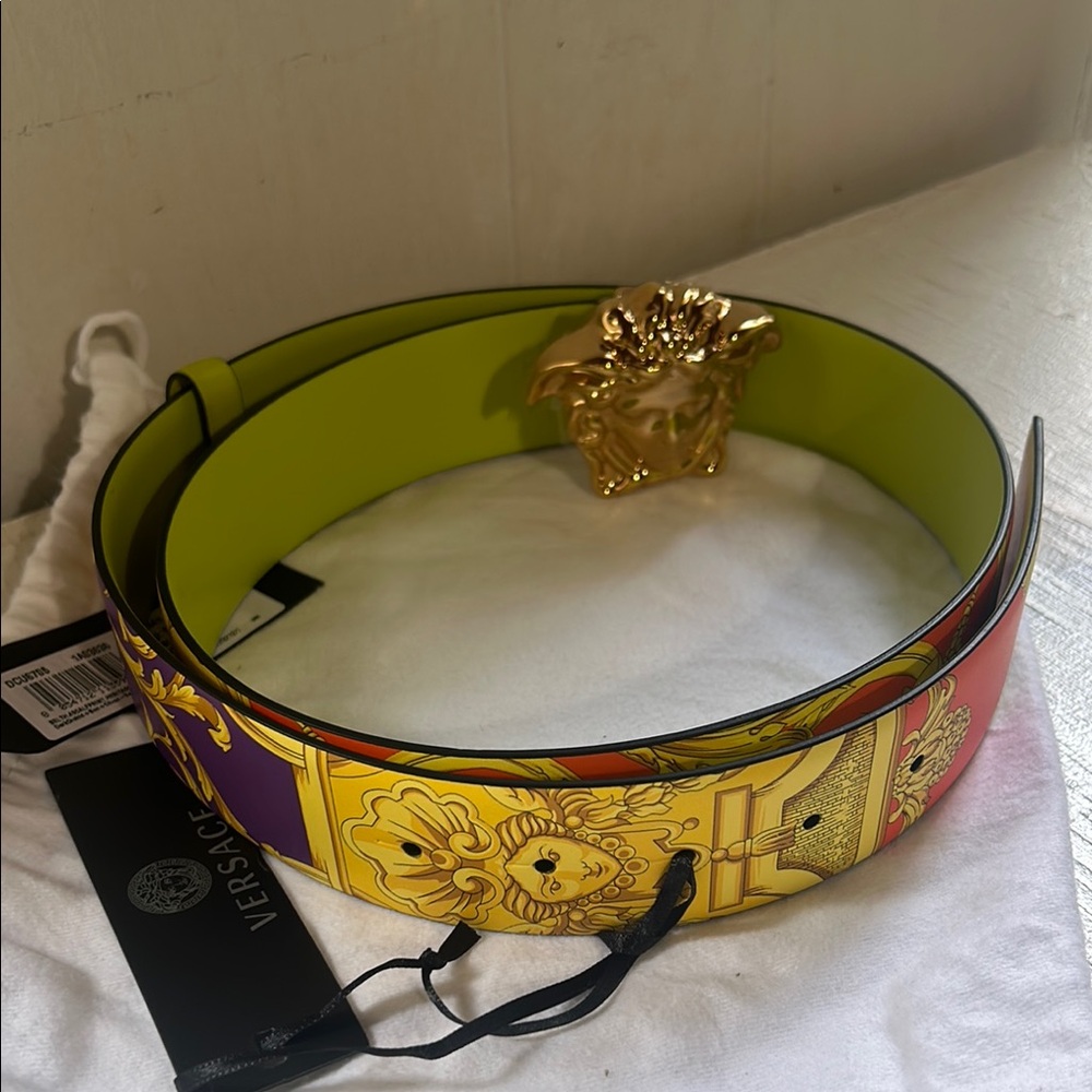 Versace Gold and Yellow Baroque Medusa Belt
